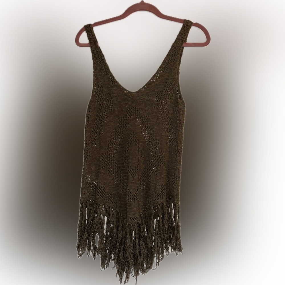 Maurice’s Green knit fringe tank